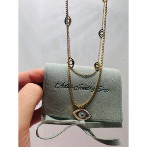 Gold Filled Necklace, Evil Eye Necklace, Double Layered Necklace, Gold Jewelry,